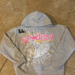 Gray Graphic Spider World Wide Hoodie
